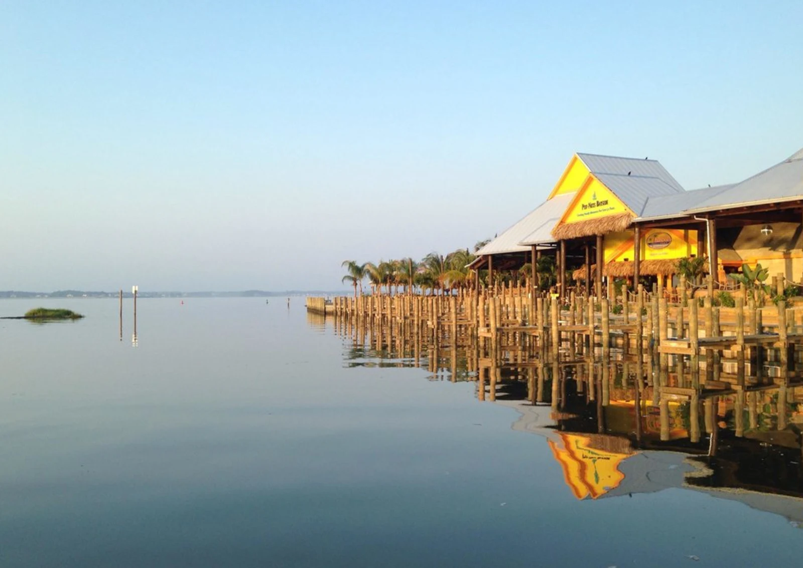 Paradise Grill and the marina waterfront in Long Neck, Delaware